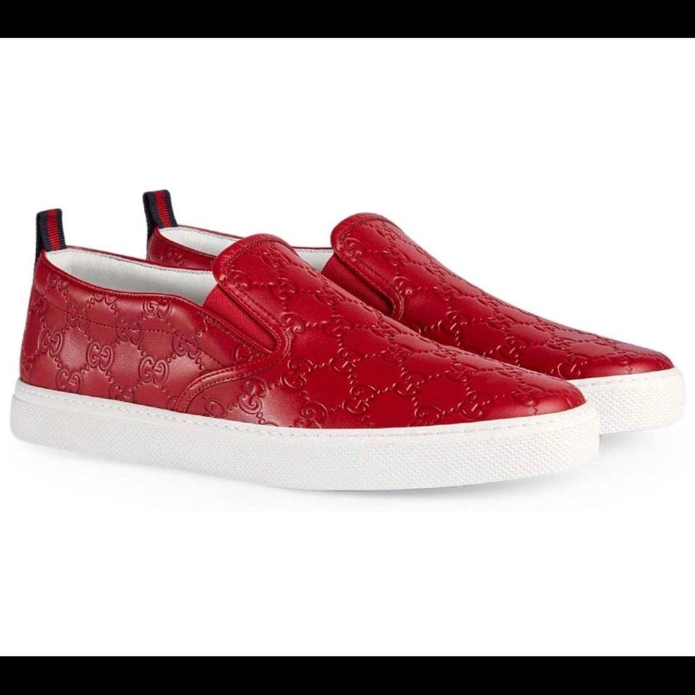 Gucci Mens Dublin Signature Slip-on Sneaker Red